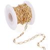 Bestewelry 5 m/rotolo Catene ro in Ottone Placcato Oro 18K, 9x3x1,1 mm, Catene a Maglia Ovale e Anello Saldate con Bobina per Braccialetti, Collane, Orecchini e Realizzazione di Gioielli Fai da Te