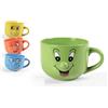 Utilissimi EDITACASA - set - kit 4 tazze prima colazione - stile fantasy - umoristico - faccine, colore bianco con fantasia assortita della capienza di 315 ml - altezza 11 cm