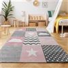 SIMPEX Tappeti per bambini, Design a cuore e stella, Tappeto Rosa, 80 x 150 cm, Tappeti per bambini, Tappeto camera dei bambini