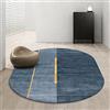 LONGSAO Ovale Tappeto Moderno Soggiorno Grandi Dimensioni Salotto Cameretta Tappeti Cuciture linea oro sfumato blu，120 x 200 cm