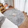 Ghouse Faux Tappetto di Pelle di Pecora Tappeto a Pelo Corto Lavabile Fluffy Uni Pelliccia Antiscivolo Facile da Pulire, Dimensione: Tondo 120 cm, Colore: Grigio