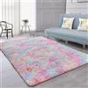 CSARPECT Moderno Tappeto Salotto Shaggy Morbido Fluffy Peloso finta pelliccia Carpet Non Perde Peli scendiletto Antiscivolo Fondo Tappeti Lavabile In Lavatrice Cameretta Camera Bambini (Arcobaleno, 120*160cm)
