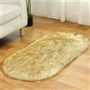 Tomifine Tappeto Ovale in Lana Artificiale, Morbido e Soffice, Adatto per Tappeto per Soggiorno, Lungo Pelliccia Morbida, Soffice, Tappetino per Il Letto (50 x 100 cm, Marrone)