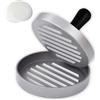FHISKUNYU Pressa per hamburger con 100 fogli di carta da forno, set di pressa per hamburger in alluminio pressofuso per deliziosi hamburger, Stampo Hamburger, Patties, BBQ, pressa per hamburger con rivestimento