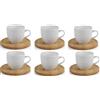 UTILISSIMI EDITACASA - set tazzine da caffè in ceramica con piattino in bamboo capinza 80 cl - stile scabby chic moderno.
