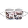 CUCUBA Set 2 Tazzine da Caffè Incastrabili in Ceramica Design Artistico Verona con Illustrazioni Monumenti Principali Ponte Pietra Romeo e Giulietta Piazza 120ml Lavabili