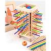 Huifengjie Giochi Montessori per Bambini, Torre Gioco da Tavolo con Bastoncini Colorato e Dadi, Gioco di Società in Legno, Gioco di Abilità Motorie e Giocattolo di Conteggio Gioco da Famiglie e Viaggio
