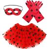 VGMANNTA Costume Ladybug Bambina Set: Accessori Lady Bug Travestimento Coccinella con Maschera Guanti Gonna Tulle per Carnevale Compleanno Halloween