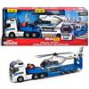 Majorette - Volvo Police Transporter FH-16, 203716000038, +3 anni, con luci e suoni, pneumatici in gomma, con elicottero, 4 batterie AAA incluse