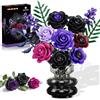 HOGOKIDS Set di 14 rose nere viola bouquet artificiali, 546 pezzi, collezione botanica Flower come decorazione per la stanza, fiori artificiali, regalo per adulti e donne
