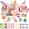 JONRRYIN Plastilina per Bambini, 65 Pezzi Formine per Plastilina Accessori con Macchina per Pasta e Gelatiera, Playdough Pasta da Modellare Regalo Giochi per Ragazzi Bambina (Pink1)