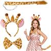 Auzlya 3 pezzi per costume da giraffa, orecchie da giraffa, orecchie da giraffa, coda e papillon, accessori per cosplay, fascia per orecchie di animali, fascia per Halloween, carnevale