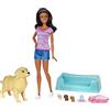Barbie Cuccioli Appena Nati Incinta e 3 Cagnolini, Bambola Afroamericana, FDD44