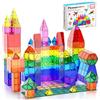 PicassoTiles Magnetic Tiles 60pcs Kids Toys Classroom Sensory Toy for Toddlers STEM Learning Building Blocks, Montessori Pretend Play Magnet Tile Construction Stacking Block Boys Girls Ages 3+ PT60