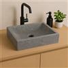 Lendo Online Lavandino Rettangolare - Lavello - Lavabo Arredo Bagno Sanitari - 45x30x12 cm - in Marmo - Pietra naturale - Lucido - Solido e robusto (Grigio)