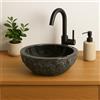 Lendo Online Lavandino Rotondo - Lavello - Lavabo Arredo Bagno Sanitari - 40x40x15 cm - in Marmo - Pietra naturale - Lucido - Solido e robusto (Grigio)