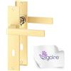 ERGO line CUBE guarnizione quadrata per porte, oro opaco, maniglie per porte di stanze set di maniglie con piastra di copertura lunga, guarnizione per porte, Ottone spazzolato
