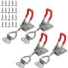 QUARKZMAN 4 Pezzi 4002 Ganci A Leva Regolabile In Acciaio Inox 304 E Custodia In Pelle Ganci A Scatto Ad Azione Rapida Per Copertura Affumicatore Mobile Cassetta Attrezzi Baule, Argento