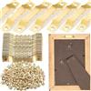 MINGZE Foto Cornice Ganci Appendini da 40 mm, portafoto da 50 pezzi con cornice a dente, doppio foro con viti, dorato