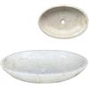 Lendo Online Lavabo da appoggio in marmo ovale 60x40 o 40x30 cm - Lavabo bagno in pietra naturale crema, grigio o nero - Superficie lucidata - Elegante e resistente (Crema, 60x40cm)