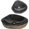 Lendo Online Lavabo Ovale - Pietra di fiume - Pietra naturale - Lavandino per bagno - Lavello - Lucido e Robusto - Forma e colore unici! (Marrone (Ruggine), 46-53x34-40cm)