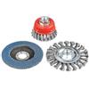 kwb 597510 Set di spazzole metalliche per smerigliatrice angolare con attacco M14 incl. mola da 115 mm K-80 per lavori di pulizia e molatura, (3 pezzi)