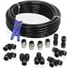 Hromee Kit di tubi Air Line, 1/4 (6,35 mm) OD x 32,8 piedi tubo in poliuretano PU e raccordi a pressione, 14 pezzi tubo compresso e kit di accessori