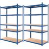 ECD Germany Set di 2 Scaffali in Metallo Verniciato a Polvere con 5 Ripiani Senza Bullone Legno MDF 200x100x60 cm Caricabile Fino a 875 kg Scaffale per Garage Cornice Galvanizata Scaffalatura Officina