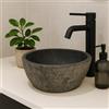 Lendo Online Lavabo Ovale - Pietra di fiume - Pietra naturale - Lavandino per bagno - Lavello - Lucido e Robusto - Forma e colore unici! (Grigio, 30-35x25-30cm)