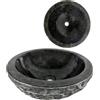 Lendo Online Lavandino Rotondo - Lavello - Lavabo Arredo Bagno Sanitari - 40x40x15 cm - in Marmo - Pietra naturale - Lucido - Solido e robusto (Nero)