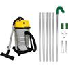 MAXBLAST Sistema Pulizia Grondaie con Aspiratore Industriale 30L Solidi e Liquidi 1400W Triplo Motore Tubi Alluminio 1.2m-7.2m Ø51mm Ugelli Intercambiabili Cavo 9m Tubo 1.5m