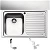 Fhuller LG791RVSA ● Lavello Incasso Cucina FHULLER Mod.LAGUNA 79x50 1 Vasca Sinistra e Gocciolatoio Destra, Spessore Acciaio 7/10 con Vasche Profonde H 19,4 Ralizzato in Acciaio Inox Antigraffio Made in Italy