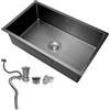 Jesustree Lavello Cucina in Acciaio Inox 304, 50 x 45cm Lavello da Cucina Piccolo, Lavello a Vasca Singola con Set di Drenaggio, Sottopiano e Incasso (Nero)