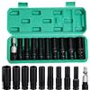 GOMETY Set di chiavi a bussola da 11 pezzi, 1/2, 1/2 pollici, 10-24 mm, 1/2, set di attrezzi metrici, con valigetta in plastica per riparazioni auto