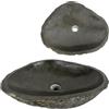 Lendo Online Lavabo Ovale - Pietra di fiume - Pietra naturale - Lavandino per bagno - Lavello - Lucido e Robusto - Forma e colore unici! (Grigio, 46-53x34-40cm)