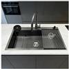 SCYOMSTORE Lavello Cucina 85x50 cm in Acciaio Inox Nero Antracite 1 Vasca con Rubinetto Estraibile,Lavabo con Scolapiatti,Dispenser Sapone,Griglia e Kit di Scarico Completo,Installazione da Appoggio o Sottopiano