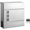 SONGMICS GMB052S02 - Cassetta delle lettere in acciaio inox, con porta giornali, coperchio, chiusura a chiave, facile da installare, colore: Argento