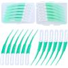JRSHIRLEYLTD 72 pennelli interdentali, spazzolini interdentali, bastoncini da denti, forma curva, detergente interdentale, morbido silicone per la pulizia interdentale (verde)