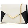 KKXIU Elegante borsa da sera in ecopelle da donna con busta pieghevole per feste, matrimoni, balli di fine anno, A-nero bianco