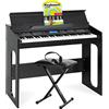 FunKey DP-61 III Keyboard in Design Digitalpiano - 61 Tasti Keyboard - 300 Suoni diversi - 300 Ritmi - Accompagnamento automatico - Set incl. panca per keyboard, cuffie e scuola - Nero