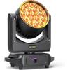 mytueetp 19 LED Zoom Teste Mobili, 285W RGBW 4 in 1 Moving Head Professionale Focus Wash DJ Luce con Striscia Luminosa per Matrimonio Palcoscenico Festa Concerto Natale Halloween