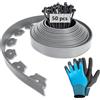 MeYuxg Bordo Giardino Flessibile, Bordi Aiuole Plastica, con 50 Chiodi di Fissaggioe un paio di Guanti, Lunghezza 10m, Altezza 5cm, Nero (argentato)