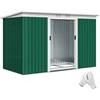 Outsunny Casetta da Giardino 3.2m² in Acciaio Zincato con Kit Fondazione, Prese d'Aria, Capanno Porta Attrezzi con Tetto Inclinato, Doppia Porta Scorrevole Bloccabile, Verde Scuro