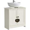 SONGMICS HOME Mobile Sottolavabo da Bagno, Montaggio Rapido Senza Attrezzi Toolless, Mobiletto con Ripiano Regolabile per Lavabo senza Colonna, Bianco Vintage BBC222WJ01