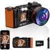 RAZPLYN Fotocamera digitale 8K per fotografia, 92 MP, WiFi Vlogging, fotocamera per schermo anteriore e posteriore, zoom digitale 18x, fotocamera per YouTube con scheda SD da 64 GB (8K nero)
