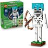 LEGO Minecraft Scheletro Giocattolo - Action Figure di Mob con Elmo di Diamante, Arco e Frecce e Base in Erba - Decorazione Cameretta - Regalo per Gamer, Bambini e Bambine da 10 Anni in su - 21594