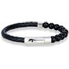 PVUVTNAHW Reiki Blu Apatite Bracciale con Perline Uomo Donna in Pelle Intrecciata Pietra Naturale La Circolazione del Sangue Stimolare L'Entusiasmo Gioielli(19cm,Black Onyx)