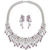 EVER FAITH Set di gioielli da sposa elegante zirconia cubica pietra portafortuna fiore goccia matrimonio festa collana e orecchini set da donna