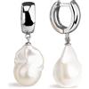 Secret & You Orecchini di perle d'acqua dolce da donna con perle barocche o Keshi Grande XL bianche più di 14 mm di SECRET & YOU - Argento sterling 925 placcato in oro 18k o rodio