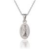 Sakrami Collana in Argento 925 Comunione per Bimbo Medaglia Pendente Ovale Pregiera Regalo Personalizzabile con scatola e confezione con dedica per ragazzi amici fratello Made in Italy - Colore Rodiato